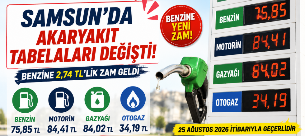 Samsun’da Akaryakıta Zam Şoku! Tabelalar Gece Yarısı Değişti
